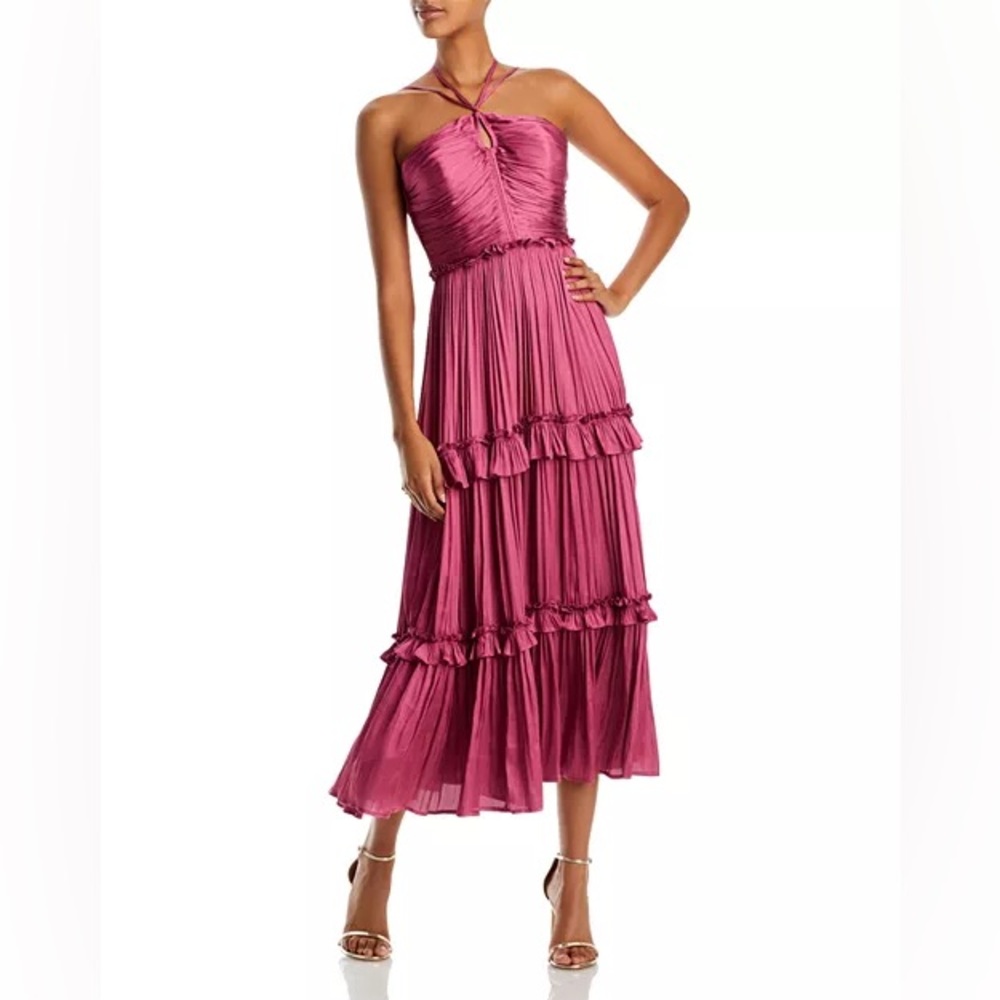 AQUA Strappy Ruched Midi Dress - NWT
